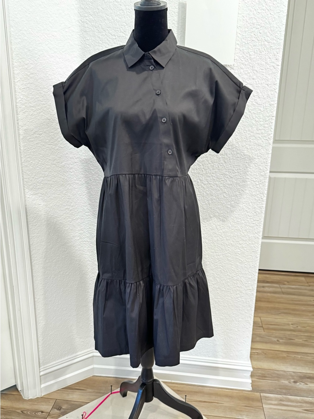 Chico’s black Tiered Shirt Dress NWT Size Chicos 1 (8-10)